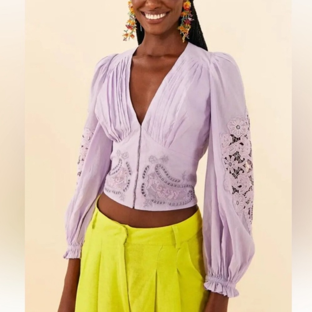 Farm Rio Lilac Lace Blouse